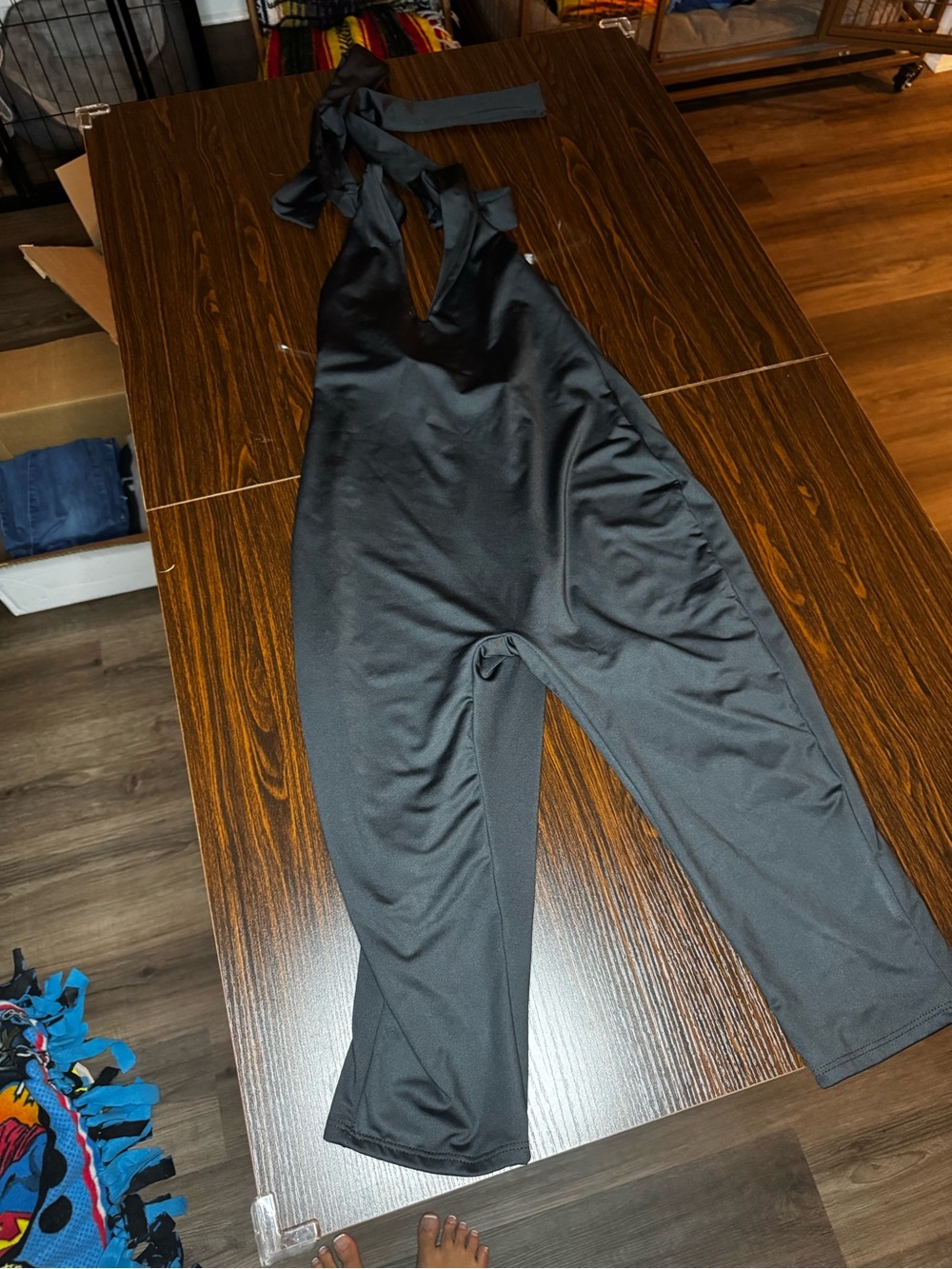 Khy Inspired Black Halter Jumpsuit with Tie Straps—NEVER WORN